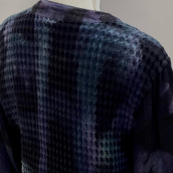 Nadya Cotton Waffle Weave Purple, Blue & Black Hand-dyed Jacket, sz S (1) - Picture 8 of 12